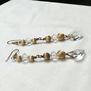 VINTAGE 1989 CRYSTAL/GOLD EARRINGS.CRYSTAL HEART DROP